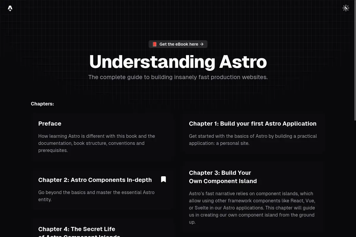 Understanding Astro web book screenshot